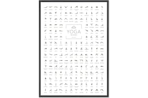 JUNOMI® Poster yoga DIN A2 con cornice nera, accessori yoga per studi ed esercizi a casa, perfetta idea regalo yoga, esercizi yoga per principianti e professionisti | con cornice