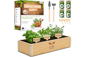 PYEF CRAFTS Huerto Urbano Hierbas Aromaticas Semillas Oregano, Albahaca, Perejil y Cilantro - Kit Plantas Aromaticas Interior - Kit Semillas Plantas Culinarias Huerto en casa