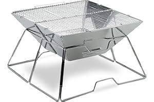 AceCamp Przenośny grill na węgiel drzewny, składany, grill kempingowy, grill, ze stali nierdzewnej, różne rozmiary, mały 34 x 36 x 22 cm