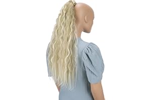 CAISHA PRETTYSHOP 65cm Postizo Trenza Coleta Extensión De Cabello Voluminoso Ondulado Rubio Oscuro Con Reflejos Claros HCW109
