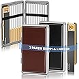 X-LIGHTER 2 Pack of Cigarette Case with Lighter for 100's King Size, Retro PU Leather 100mm Vintage Cigarettes Cases for Men Women Gifts (Black + Brown)