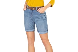 Sublevel Damen Jeans Bermuda-Shorts mit Veloursleder Gürtel