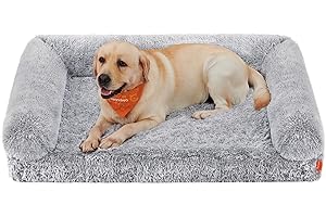Feandrea FluffyHug Legowisko dla psa, poduszka dla psa, rozmiar XXL, mata dla dużych psów, sofa dla psa, pianka z wypustkami, poszewka zdejmowana i nadająca się do prania, 122 x 85 x 19 cm, szare