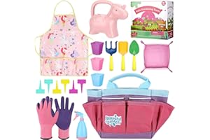 Auniq Kids Gardening Set, 18Pcs Kids Gardening Tools Garden Tool Set Toddler Gardening Set Kids Garden Tools Gardening Kit for Children Gardening Tools Outdoor Toys Gift for Boys Girls