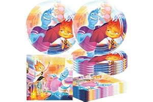 Omto 40Pack Elemental Party Supplies include 7" 20Pcs plates, 20 napkins for Elemental birthday party decoration