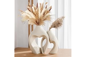 Zormon Weiße Vasen zur Dekoration, herzförmiges Keramikvasen-Set (2 Stück), nordische herzförmige Vasen, minimalistische dekorative Vase als für Hochzeiten, Esszimmer, Wohnzimmer, Büro,Hausdekoration