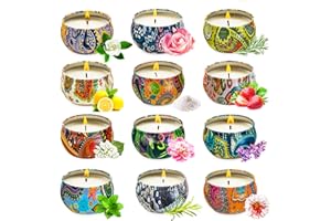 HEPAZ Zestaw świec zapachowych, 12 sztuk świec zapachowych, naturalny wosk sojowy, świece do aromaterapii, przenośne świece podróżne, prezent na Boże Narodzenie, urodziny, Dzień Matki, jubileusz