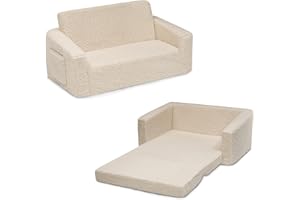 Delta Children Cozee Klappsofa Sherpa 2-in-1, umwandelbar, für Kinder, cremefarben