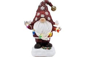 ‎TERESA'S COLLECTIONS TERESA'S COLLECTIONS Weihnachten deko, Gartendeko für Draußen, Weihnachtsdeko Aussen Solar, Gartendeko aus Kunstharz, Christmas Deko Outdoor, Rote Weihnachtswichtel 22cm