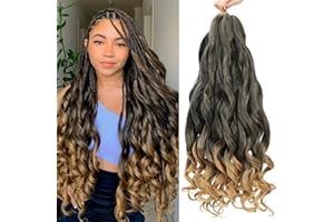 ACUTEBAO Francuskie loki do zaplatania włosów, 61 cm, 8 sztuk, kręcone, luźne, falowane, spiralne, kręcone, przedłużanie włosów, wstępnie rozciągnięte, dla czarnoskórych kobiet (1B/69 cm)