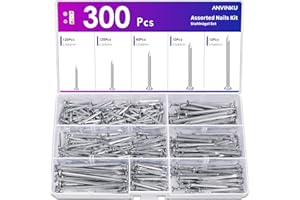 ANVINKU 300PCS Nails for Wood, 5 Sizes Assorted Nails, Galvanised Steel Nail, Fixing Wood Nail Outdoor for DIY, Carpentry, Fencing & Construction