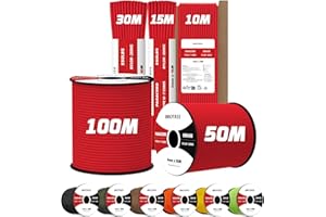 Brotree 4mm Paracorde 550 7 Brins Corde en Nylon 30M Type III Corde Parachute pour Survie, Extérieur, Bricolage - 250kg Charge de Rupture (Rouge)