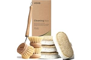 Vove Cleaning Duo, bambu diskborstset och naturliga disksvampar