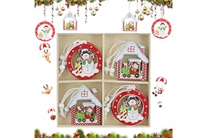 OPEIXSAYKOC Decoracion Arbol Navidad Madera 12pcs, Colgantes de Madera para Árbol para Navidad, Madera Adornos Colgantes De Navidad, Adornos Navideños de Madera