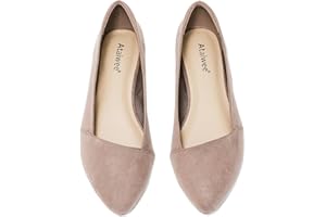 Ataiwee Women's Wide Width Flat Shoes - Ladies Pointed Toe Suede Slip On Office Ballet Flats.