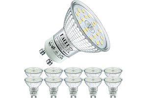 EACLL Bombillas LED GU10 6000K Blanca Fría 4.9W Fuente de Luz, Pack de 10. 585 Lúmenes Equivalente 75W Halógena, AC 230V Sin Parpadeo Focos, 120 ° Spotlight, Luz Diurna Blanco Frio Lámpara Reflectora