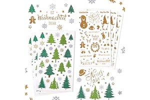 Kesote Sticker Weihnachten 280x Aufkleber Glitzer Weihnachtssticker Deutsch Weihnachtsaufkleber Selbstklebend Gold Stern Silber Schneeflocken Weihnachtsbaum Weihnachts Etiketten Weihnachtsdeko Basteln