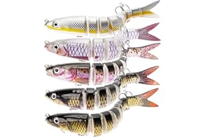 SUPRBEE Kunstköder Hecht, Angelköder, Fisch Köder für Zander Barsch Forellen Swimbait, Süßwasser Salzwasser Angelzubehör, Angeln Geschenk für Männer Kunstköder sinkender Wobbler Set 5 Stück