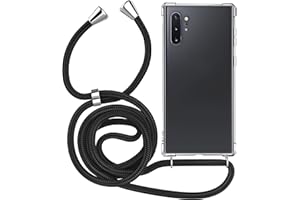 MyGadget Funda para Samsung Galaxy Note 10 Plus - Carcasa con Cuerda en Silicona TPU Suave con Cordón - Case y Correa Adjustable - Negro