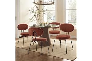 ‎COLAMY COLAMY Polsterstühle für das Esszimmer, 4er Set, Moderne Küchenstühle mit Rückenlehne, Kleine runde Metallseitenstühle mit gekrümmter Rückenlehne für Esszimmer, Küche, Restaurant, Orange