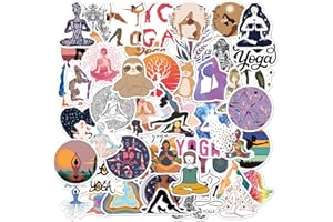 CANVERLENS Pack d'autocollants Yoga 50pcs pour bouteilles d'eau ordinateurs portables voitures planches à roulettes hommes grotte décorations adolescents adultes autocollant
