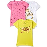 Joshua Tree Girl's Angry Birds Regular fit T-Shirt (HPKO3-T4_Yellow White Pink AOP 7-8 Years)