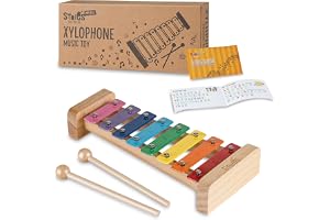 STOIE'S 8 plattor regnbågsfärg C-nyckel xylofon med klubbor för barn, musikinstrument i trä för barn och vuxna, lätt att leka med händerna