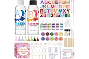 Insnug Epoxy Resin Kit for Beginners, 111PCS Keyring Making Kit Silicone Letter Number Resin Moulds, Clear Epoxy Resin and Accessories, Resin Art Kit for Kids Adults Craft DIY Birthday Easter Gifts