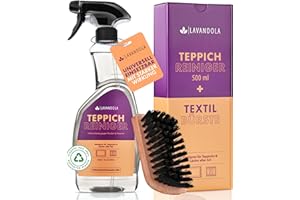 ‎LAVANDOLA LAVANDOLA Teppichreiniger Set (500ml) mit Bürste - stark gegen Flecken & Gerüche - tiefenwirksamer Teppich Reiniger & Teppichboden Reiniger