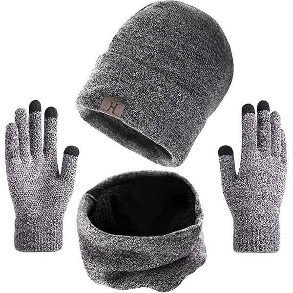 Set Invernale 3 Pezzi Cappello, Sciarpa E Guanti Touch Screen - Uomo E Donna