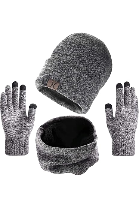 Guanti Invernali Termici Unisex Touchscreen - Per Ciclismo, Moto, Sci E Outdoor - 2 Paia (Nero+Grigio)
