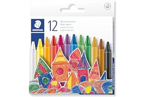 STAEDTLER - Noris 220 - Etui Carton 12 Craies À la Cire Assorties - Diam. 8 mm - 220 08 C12
