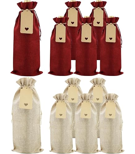 DOI-LANEE Borsa Regalo Per Vino In Iuta - Con Coulisse, Ideale Per Feste E Decorazioni - Design Divertente DL512