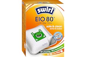 ‎SWIRL Swirl EIO 80 EcoPor Staubsaugerbeutel (4 Beutel), reißfeste Staubbeutel für einige EIO, Dirt Devil, Edeka & Thomas Staubsauger, 99,9% Filterung von Hausstaub & allergenem Feinstaub