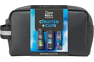 DOVE MEN + CARE Dove Men+Care Cleanse+Care Washbag Collection Gift Set with a body wash, 2-in-1 shampoo & conditioner and anti-perspirant perfect gifts for men 3 piece