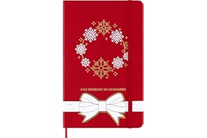 Moleskine Taccuini Natalizi, Taccuino a Righe, Copertina Rigida e Chiusura Elastica, Ideale come Regalo di Natale, Colore Rosso, Formato Large 13 x 21 cm