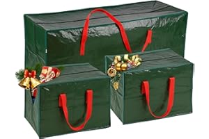 ALDEFY Christmas Tree Storage Bag - Fits Up to 6ft and 7ft Tall Artificial Trees - Extra Large Holiday Xmas Tree Bag with Durable Reinforced Handles & Dual Zipper (GREEN 3PCS)