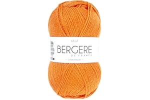 BERGERE DE FRANCE Bergère de France - IDÉAL pelote de laine à tricoter et crochet (50g) 4 mm - 40% de Laine Peignée - Fabriqué en France - Fil Polyvalent, Chaud et Résistant - Orange (VITAMINE)