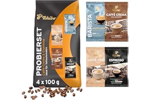 ‎TCHIBO Tchibo Kaffeeprobierset Caffè Crema und Espresso 400g (4x 100g) Testpaket Geschenkidee, verschiedene Sorten, geröstete Kaffeebohnen, Ideal für Vollautomaten, Siebträger- und Espressomaschinen