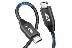 acer Kabel ładujący USB C 240W 3m, Kabel USB C do USB C [Aluminium+Nylon], Szybkie ładowanie typu C PD do laptopa, iPhone'a serii 15/16, MacBooka Air/Pro, iPada Pro, Surface Go/Pro, Galaxy S24 itp.