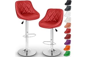TRESKO DWD Company Set of 2 x Bar Stools - Choice of 10 Colours - 360° Fully Rotatable - Adjustable Seat Height 60 - 80 cm