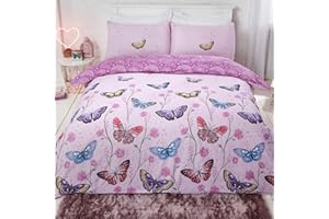 Dreamscene Butterfly Heaven - Set Copripiumino Singolo, Motivo Floreale, Colore: Viola.