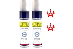 IVORYS-GARDEN Clipper Accendino Gas 2 x 300 ml ISO Butano Ricarica per Accendini, Creme Brulee, Bruciatore da Cucina Jet Flame Accendino con Adattatore nel Coperchio
