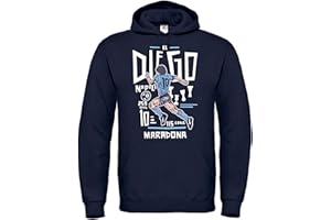 DND DI D'ANDOLFO CIRO Felpa Celebrativa Blu Calcio Napoli Diego Armando M a r a d o n a El pibe de Oro, Stampata Direttamente su Tessuto Taglie da Uomo