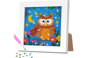 Diamond Painting Kinder, Diamant Painting Bilder Kinder Eule, Diamontpating Set mit Rahmen, 5D Diamond Painting Junge, DIY Diamant Malerei Frauen Geschenk, Basteln Erwachsene für Home Wand Decor