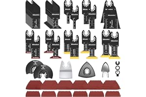 Ezkamfort 136 pièces Kit D'accessoires Oscillant Multitool, Lames De Scie Oscillantes Universelles avec Sac De Rangement Compatible avec DeWalt Dremel et plus, pour Couper Poncer et Jointoyer