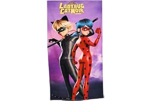 Halantex Toalla de playa para niños y niñas, 100% algodón, 70 x 140 cm (Ladybug Catnoir)