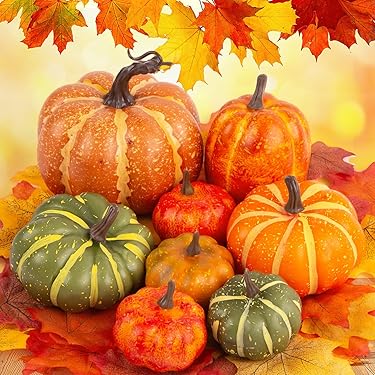 Gresorth 12 PCS Kunstgroenten Halloween Pompoenen Kunstmatige Groen