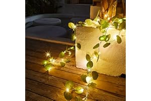 XRR Guirnalda de Luces LED Guirnalda Artificial de eucalipto Verde Hojas de eucalipto imitación para decoración de Habitaciones, filamentos de eucalipto Luces Navidad para Jardín, Casa, Fiesta, Boda