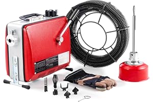 ZELCAN Déboucheur de canalisations, machine à déboucher les canalisations pour évier, douche, égout et toilettes, tarière électrique pour canalisations avec une longueur de 20m